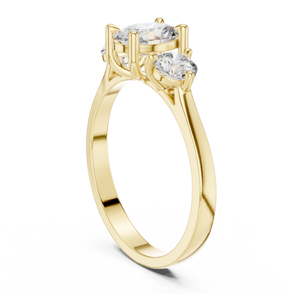Oval Diamond Trilogy Ring with Round Accents