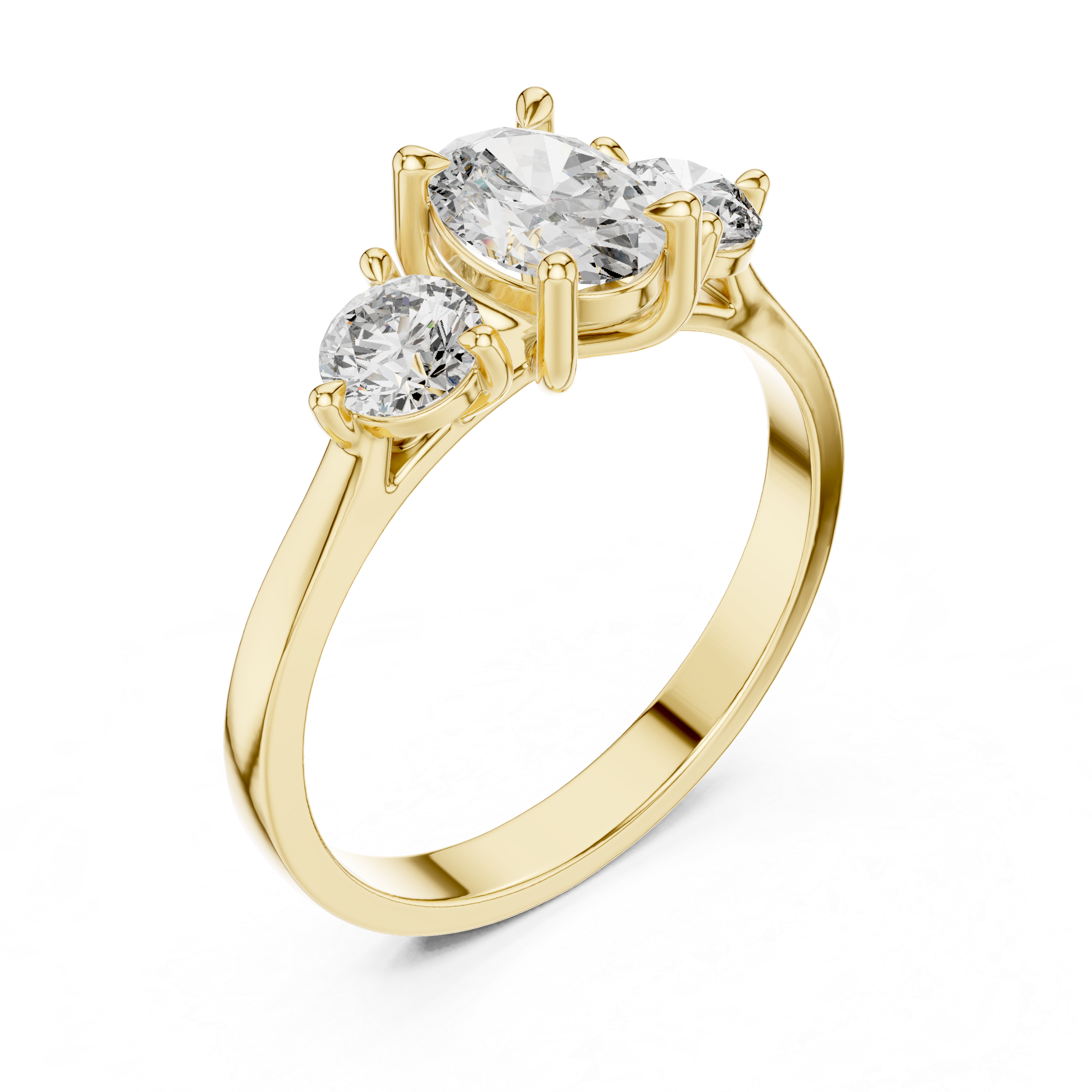 Oval Diamond Trilogy Ring with Round Accents