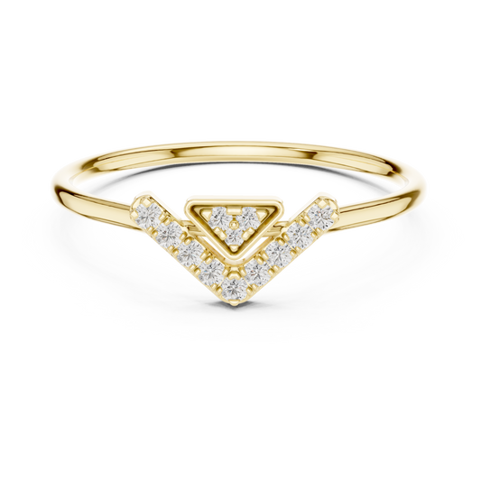 Nested Triangle & Wishbone Geometric Pavé Diamond Ring