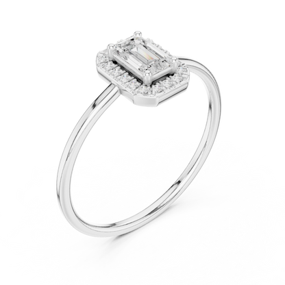 Classic Emerald Cut Halo Ring