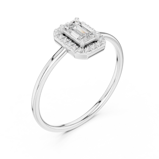 Classic Emerald Cut Halo Ring