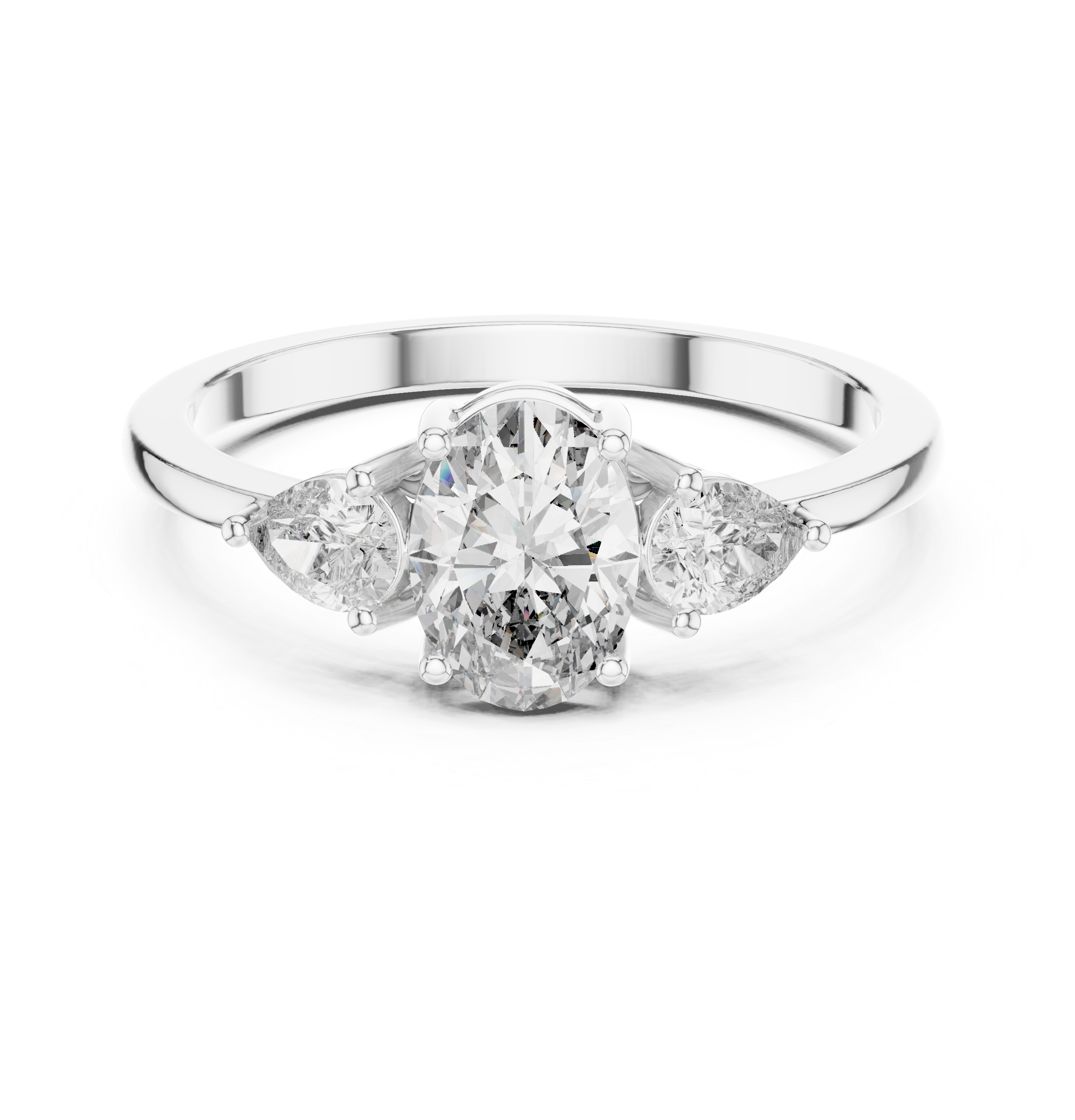 Oval Center Ring with Pear Side Diamonds