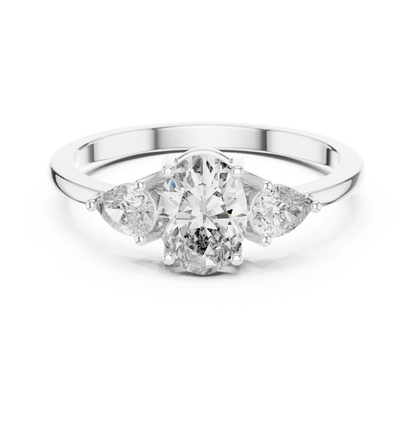 Oval Center Ring with Pear Side Diamonds