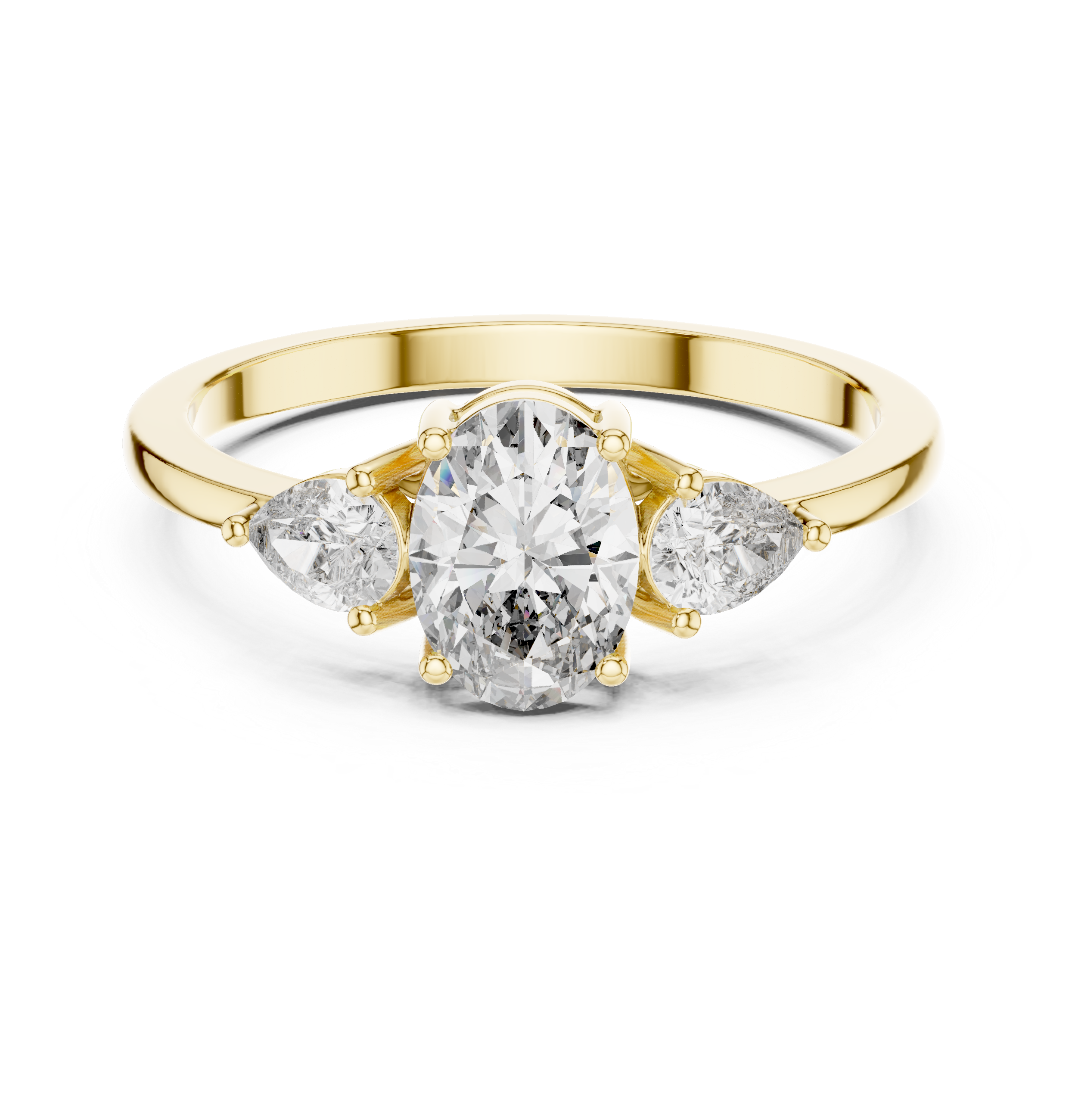 Oval Center Ring with Pear Side Diamonds