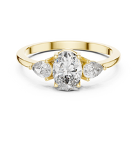 Oval Center Ring with Pear Side Diamonds