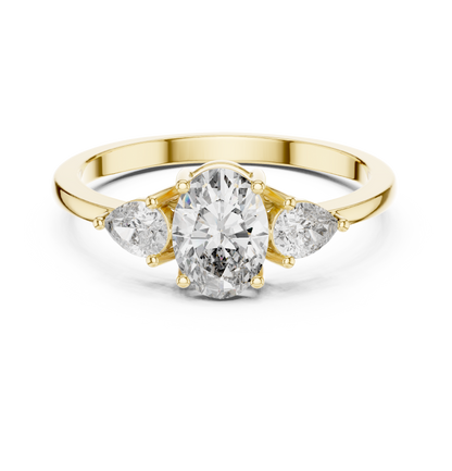 Oval Center Ring with Pear Side Diamonds