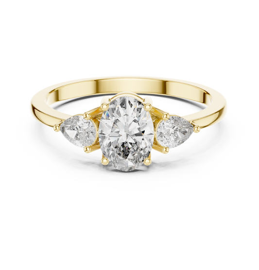 Oval Center Ring with Pear Side Diamonds