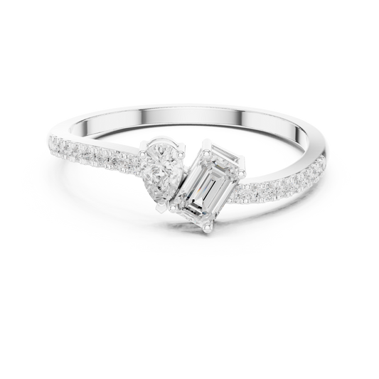 Pear & Emerald Cut Toi Et Moi Bypass Ring