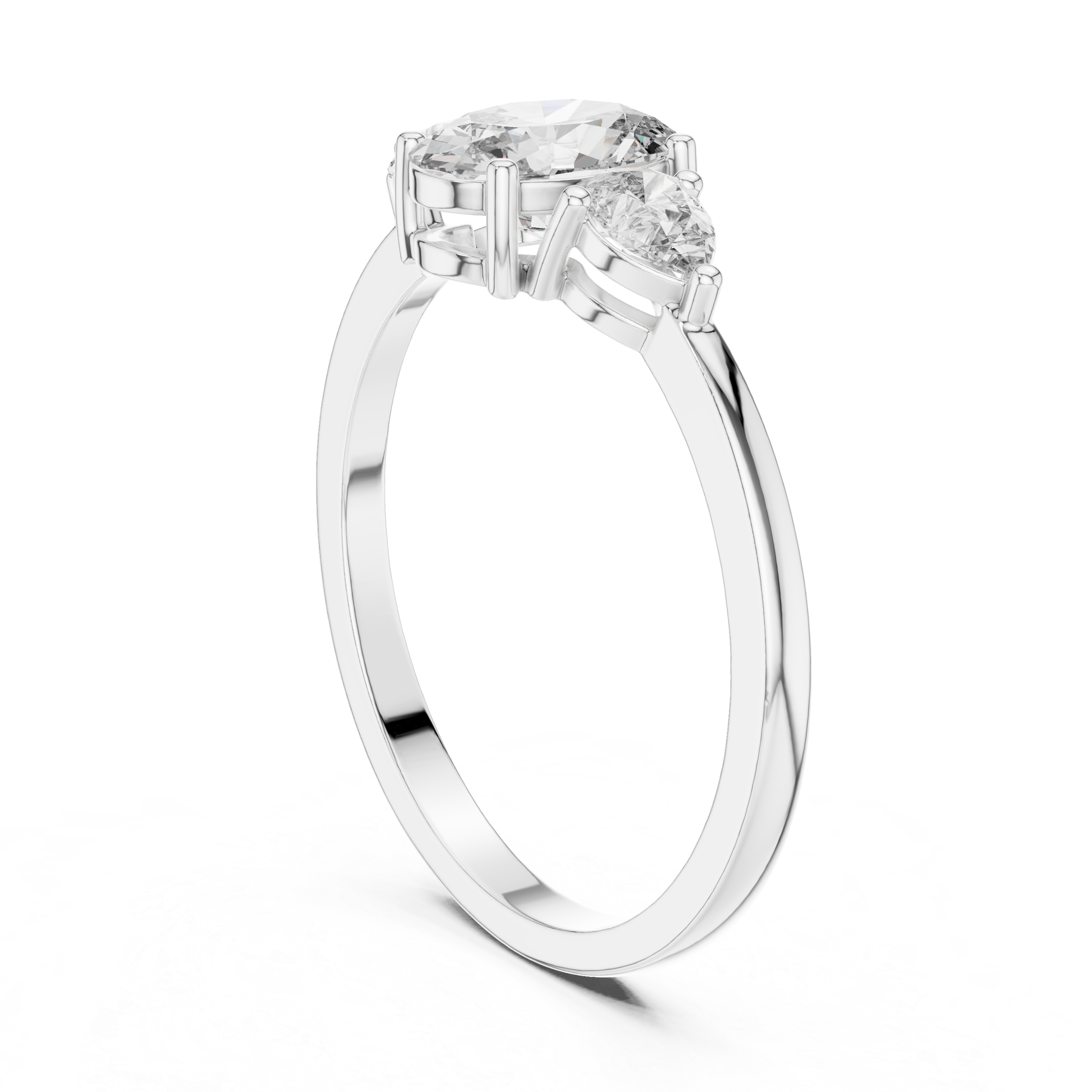 Oval Center Ring with Pear Side Diamonds