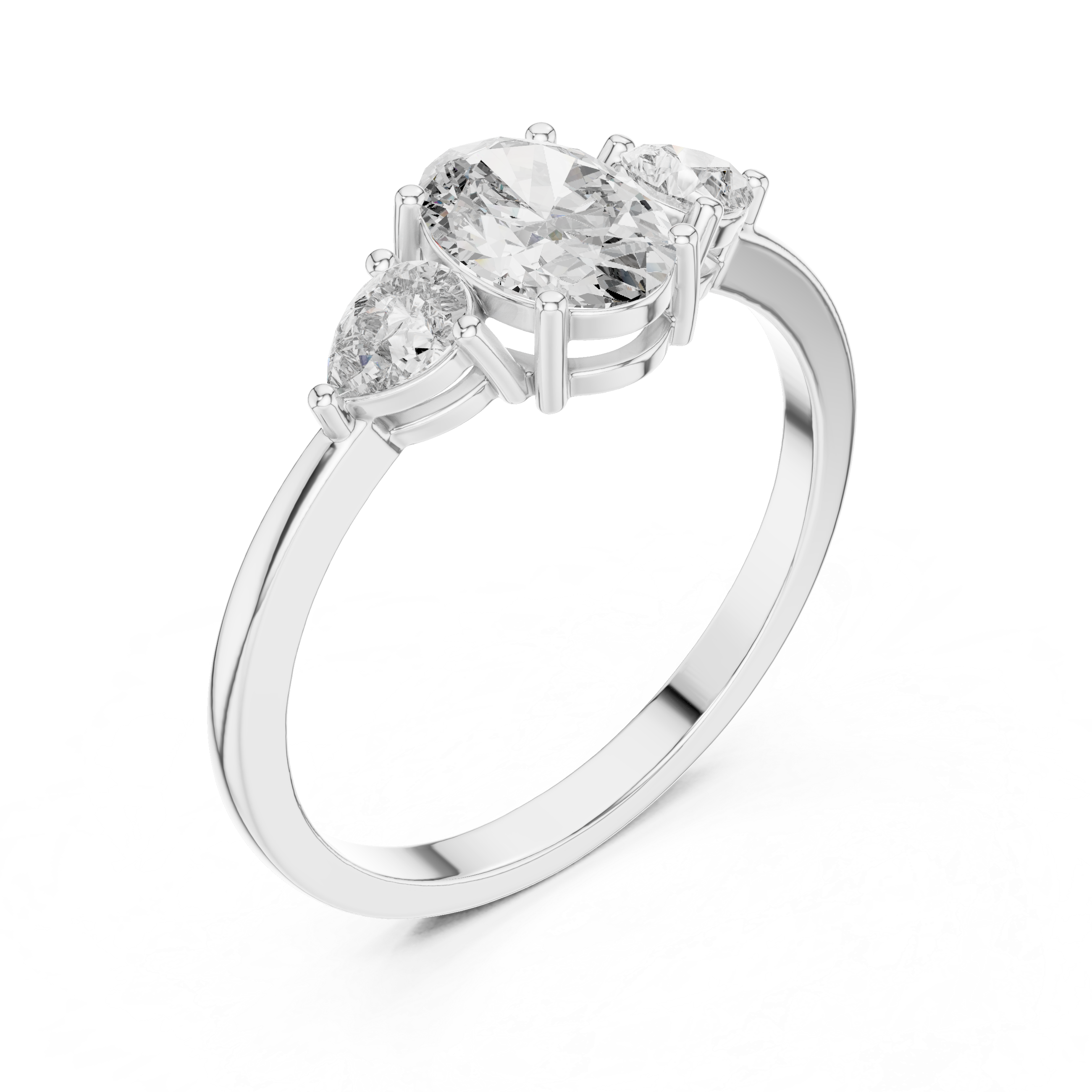 Oval Center Ring with Pear Side Diamonds