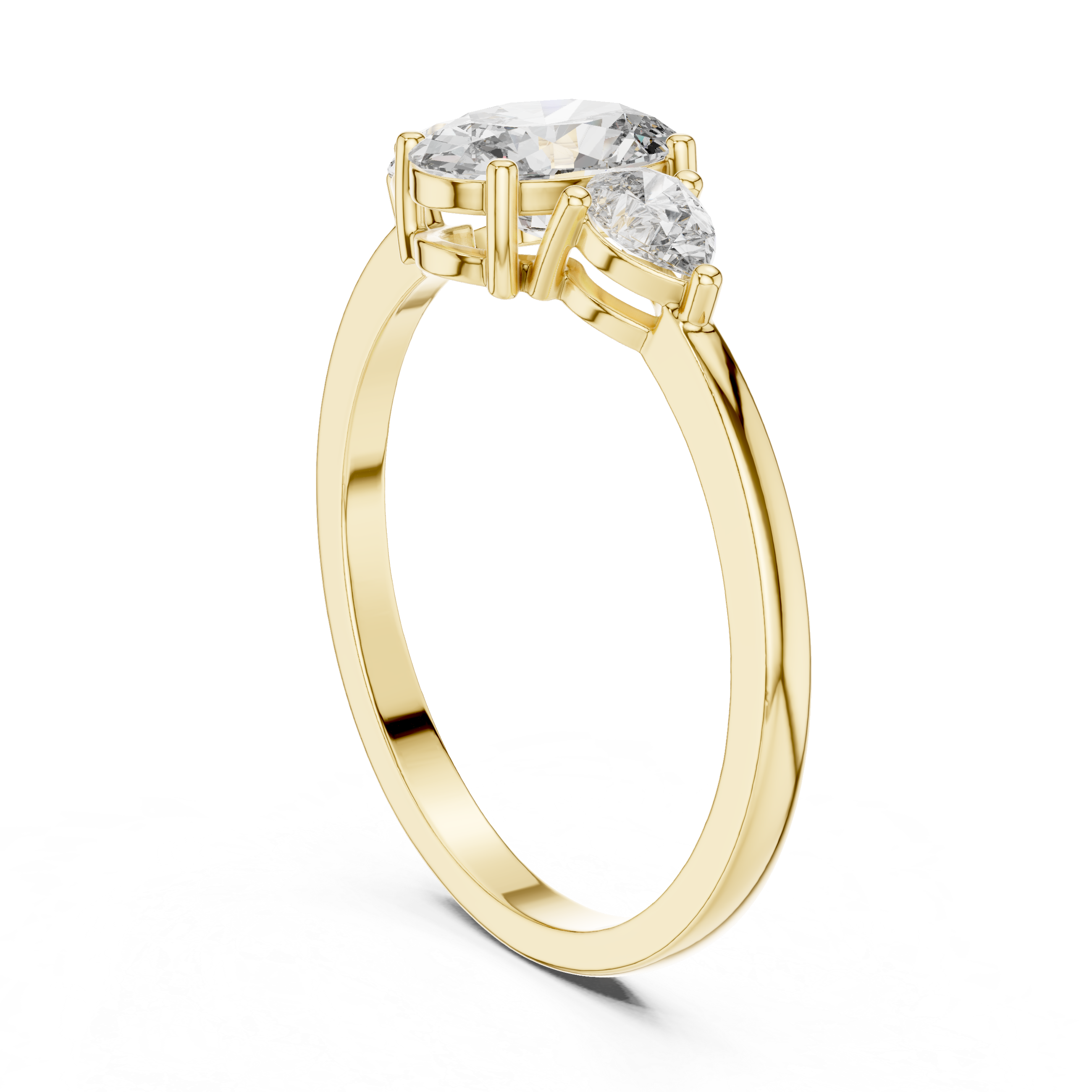 Oval Center Ring with Pear Side Diamonds