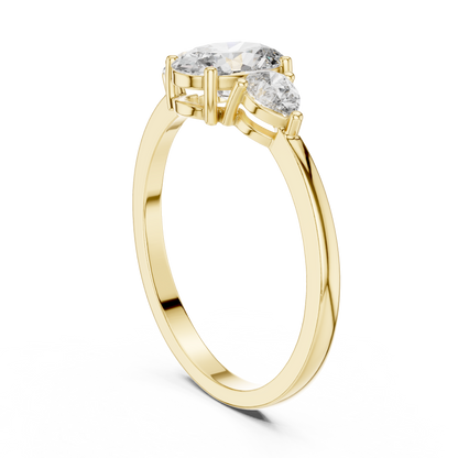 Oval Center Ring with Pear Side Diamonds