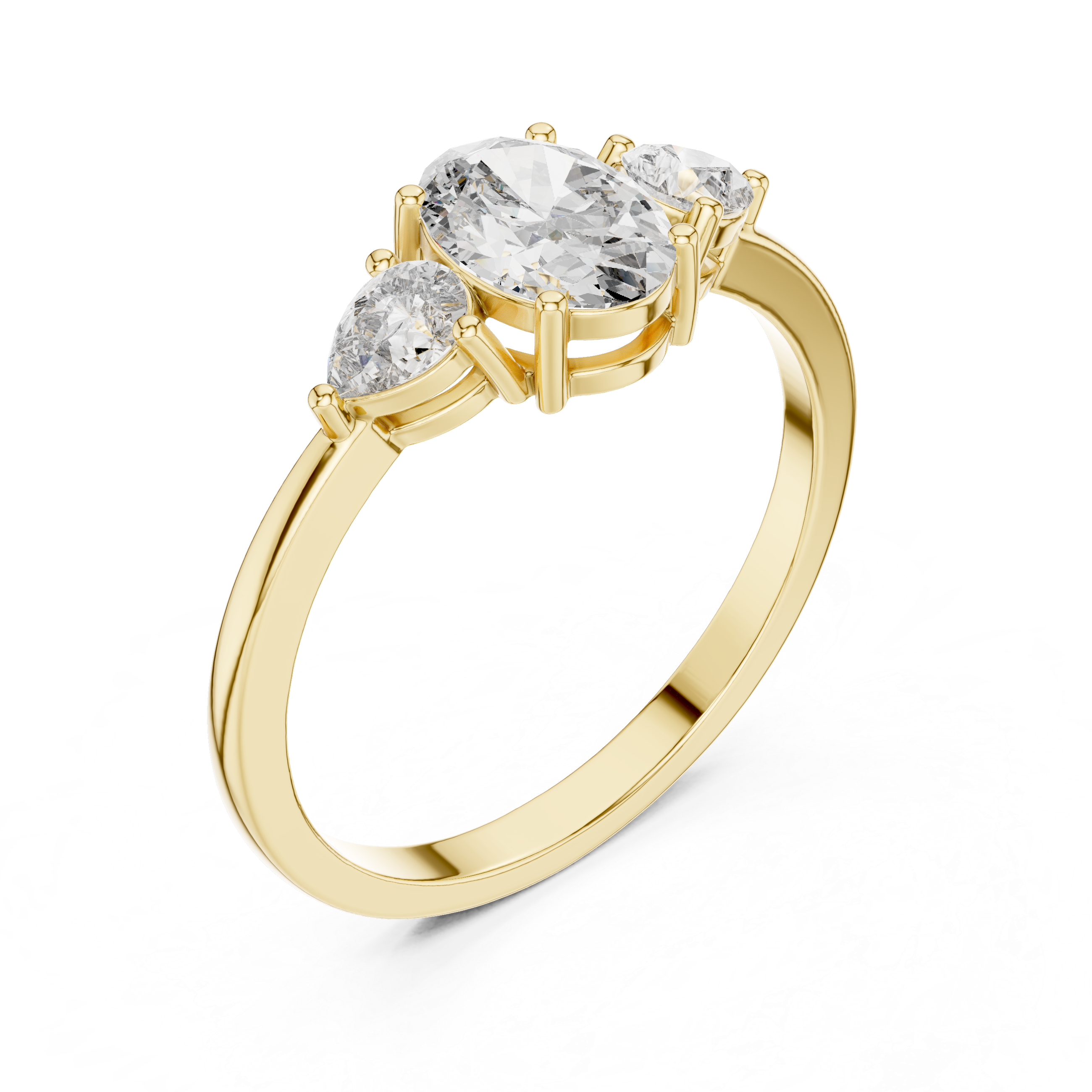 Oval Center Ring with Pear Side Diamonds