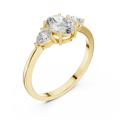 Oval Center Ring with Pear Side Diamonds