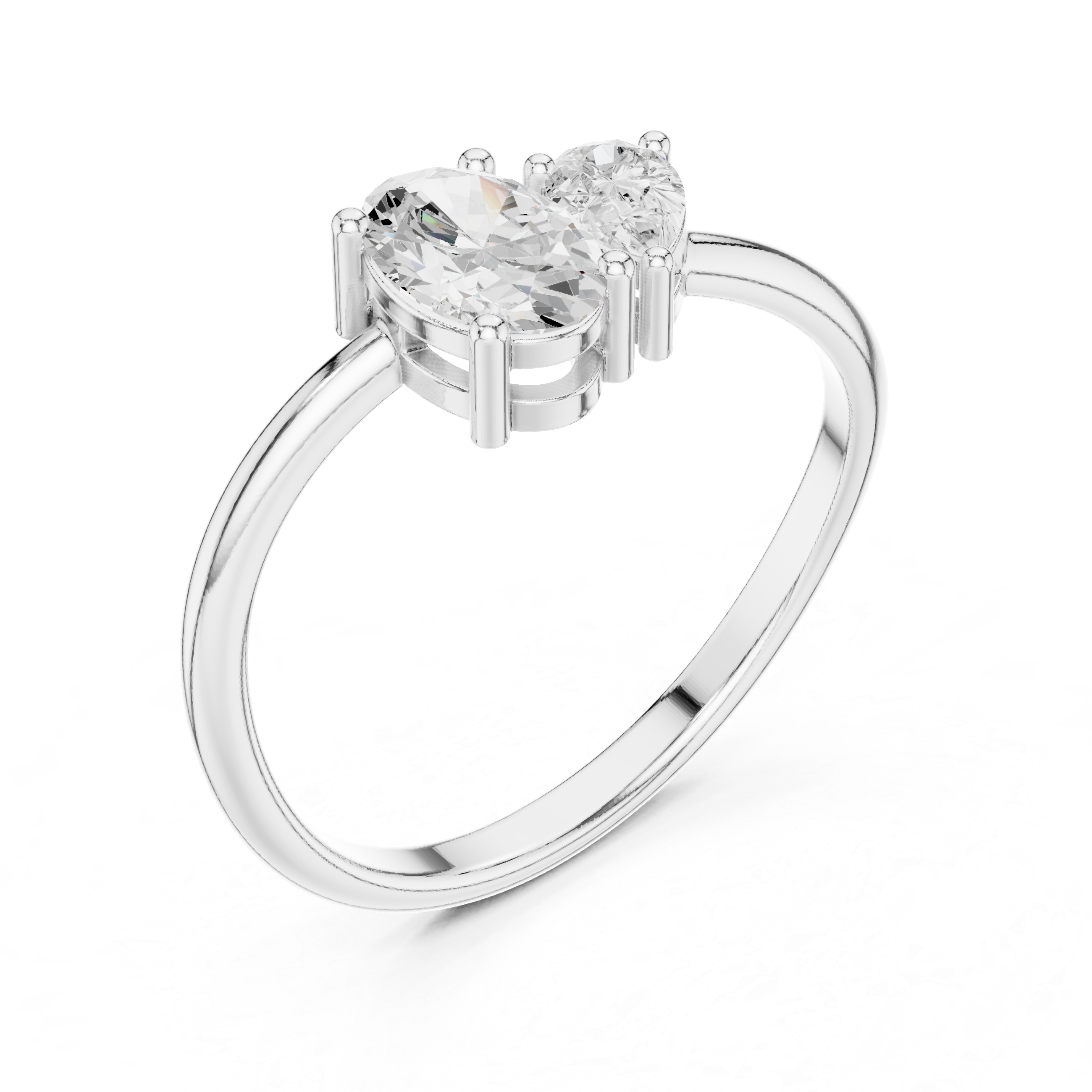 Oval & Pear Cut Toi Et Moi Bypass Ring