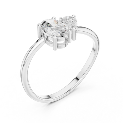 Oval & Pear Cut Toi Et Moi Bypass Ring
