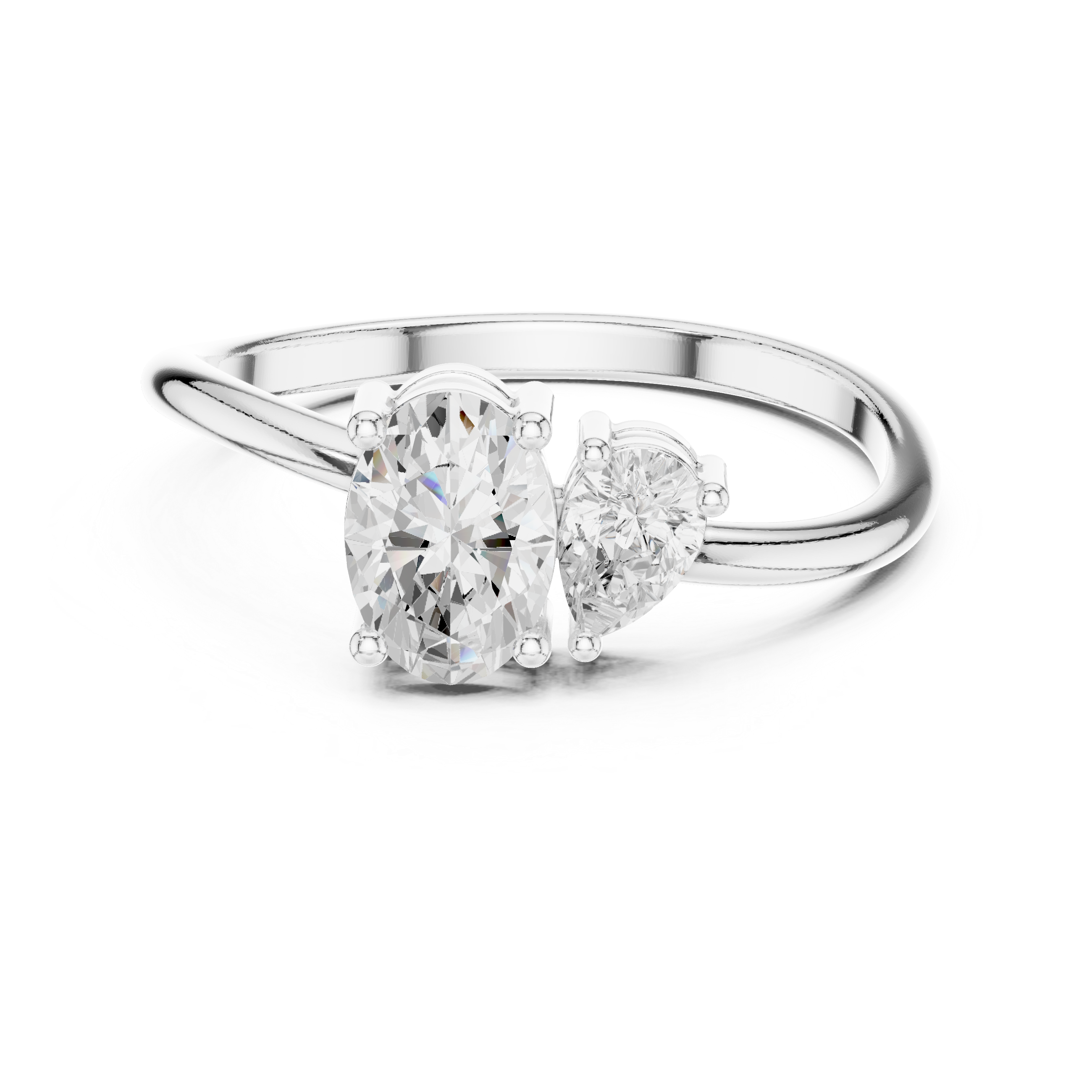 Oval & Pear Cut Toi Et Moi Bypass Ring