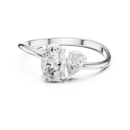Oval & Pear Cut Toi Et Moi Bypass Ring