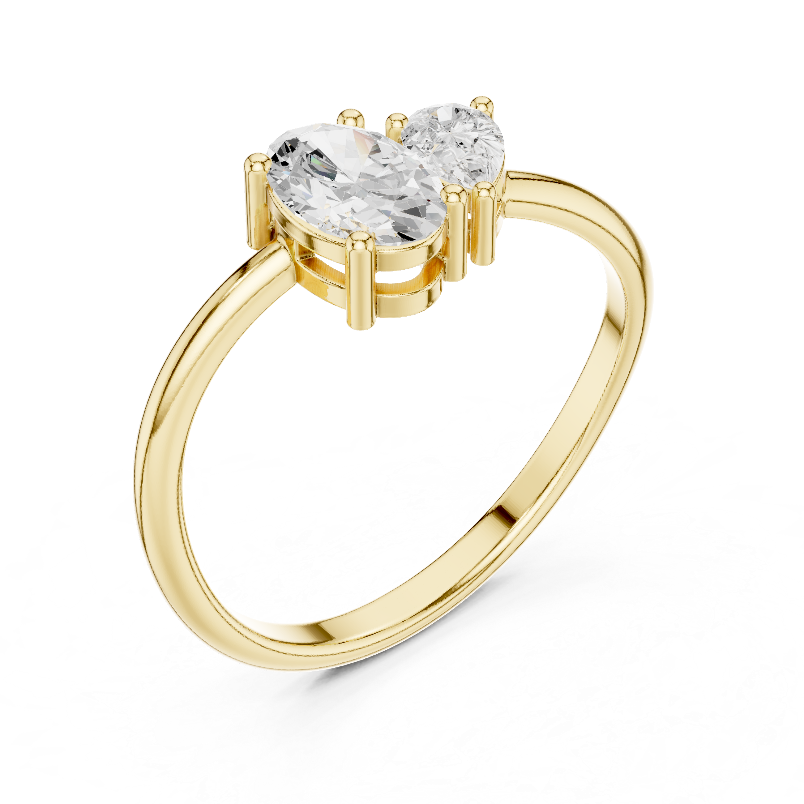 Oval & Pear Cut Toi Et Moi Bypass Ring