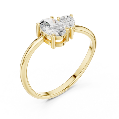 Oval & Pear Cut Toi Et Moi Bypass Ring