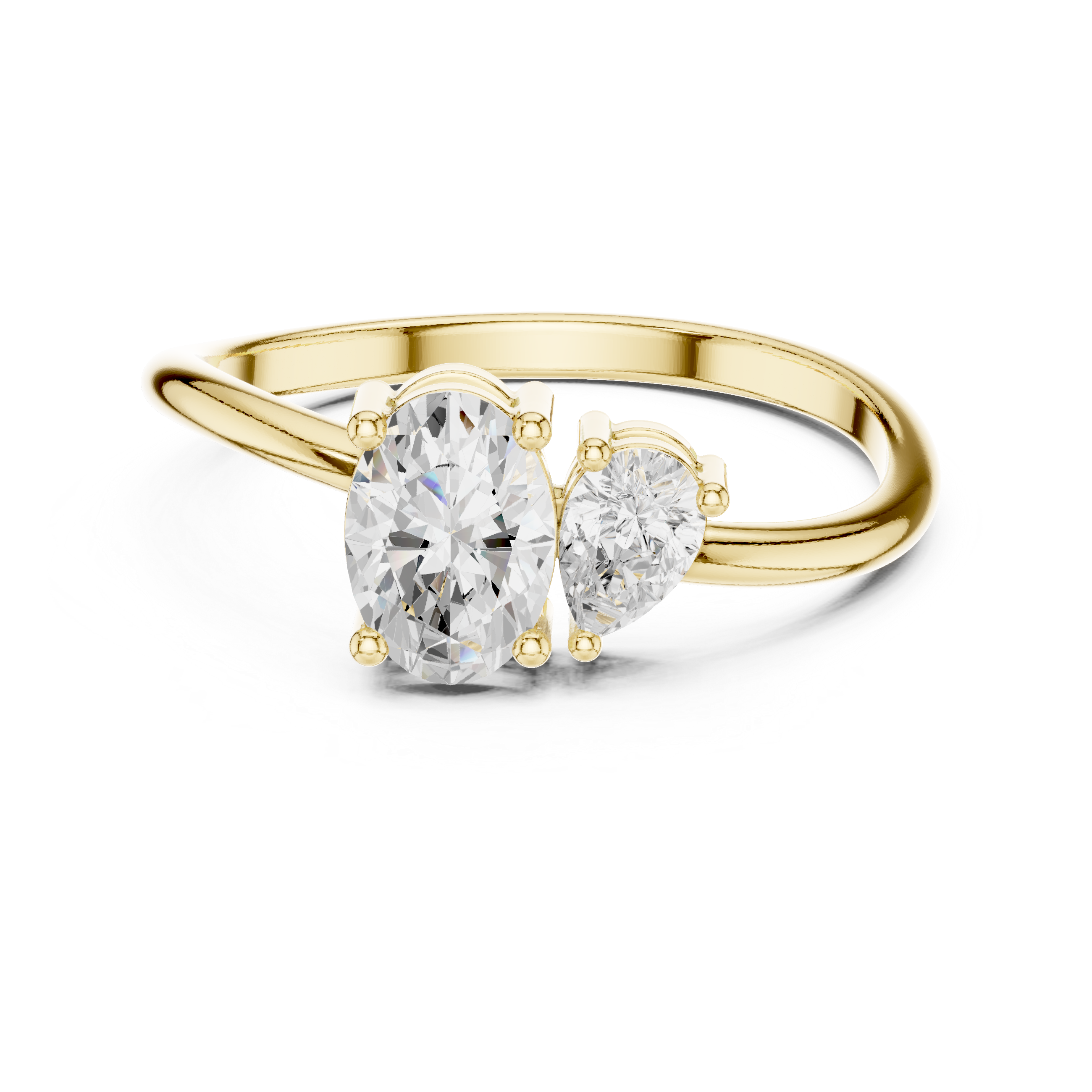 Oval & Pear Cut Toi Et Moi Bypass Ring
