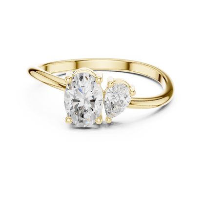 Oval & Pear Cut Toi Et Moi Bypass Ring