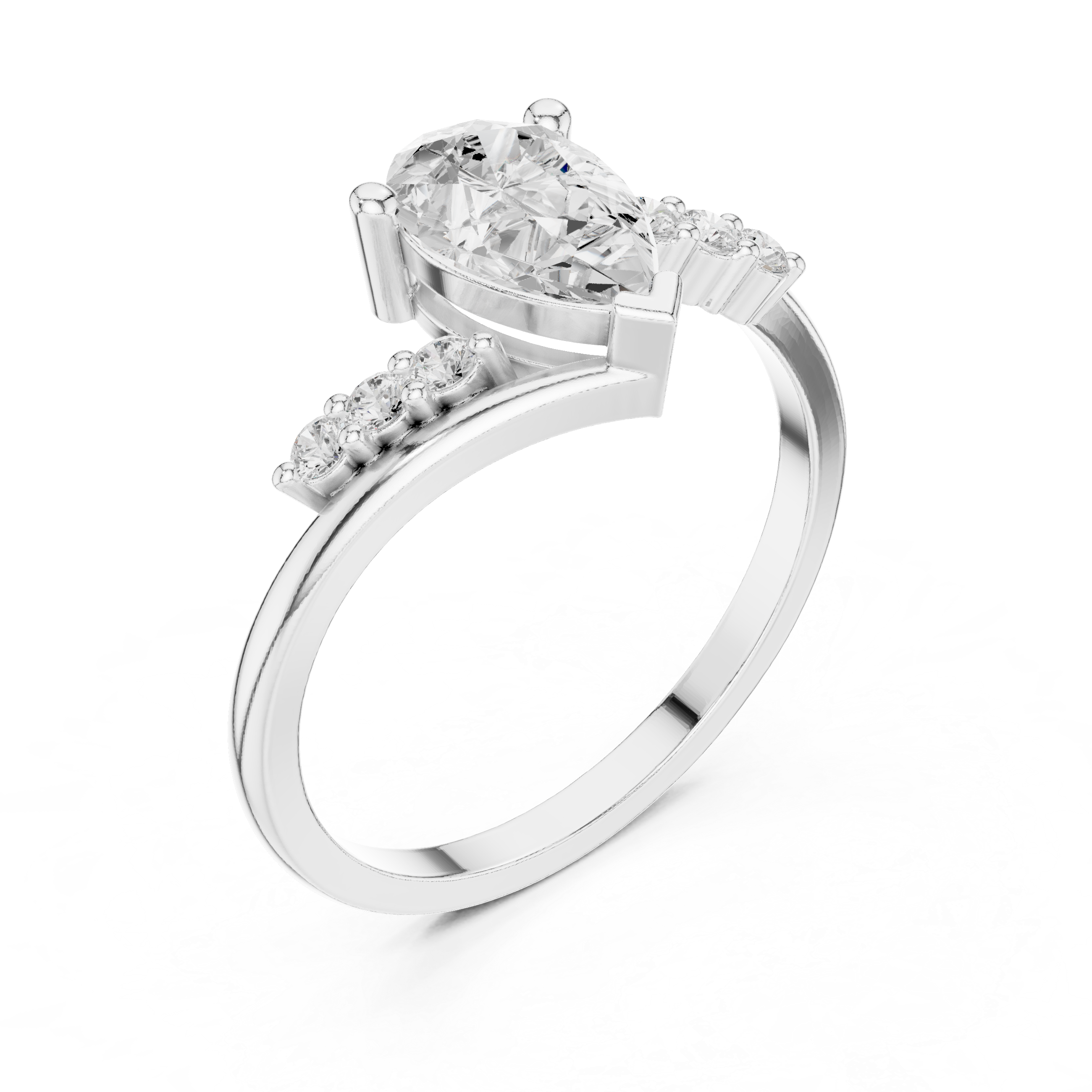 Pear Cut Bypass Engagement Ring