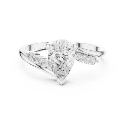 Pear Cut Bypass Engagement Ring