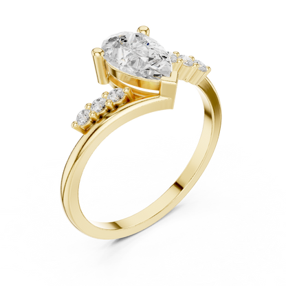 Pear Cut Bypass Engagement Ring