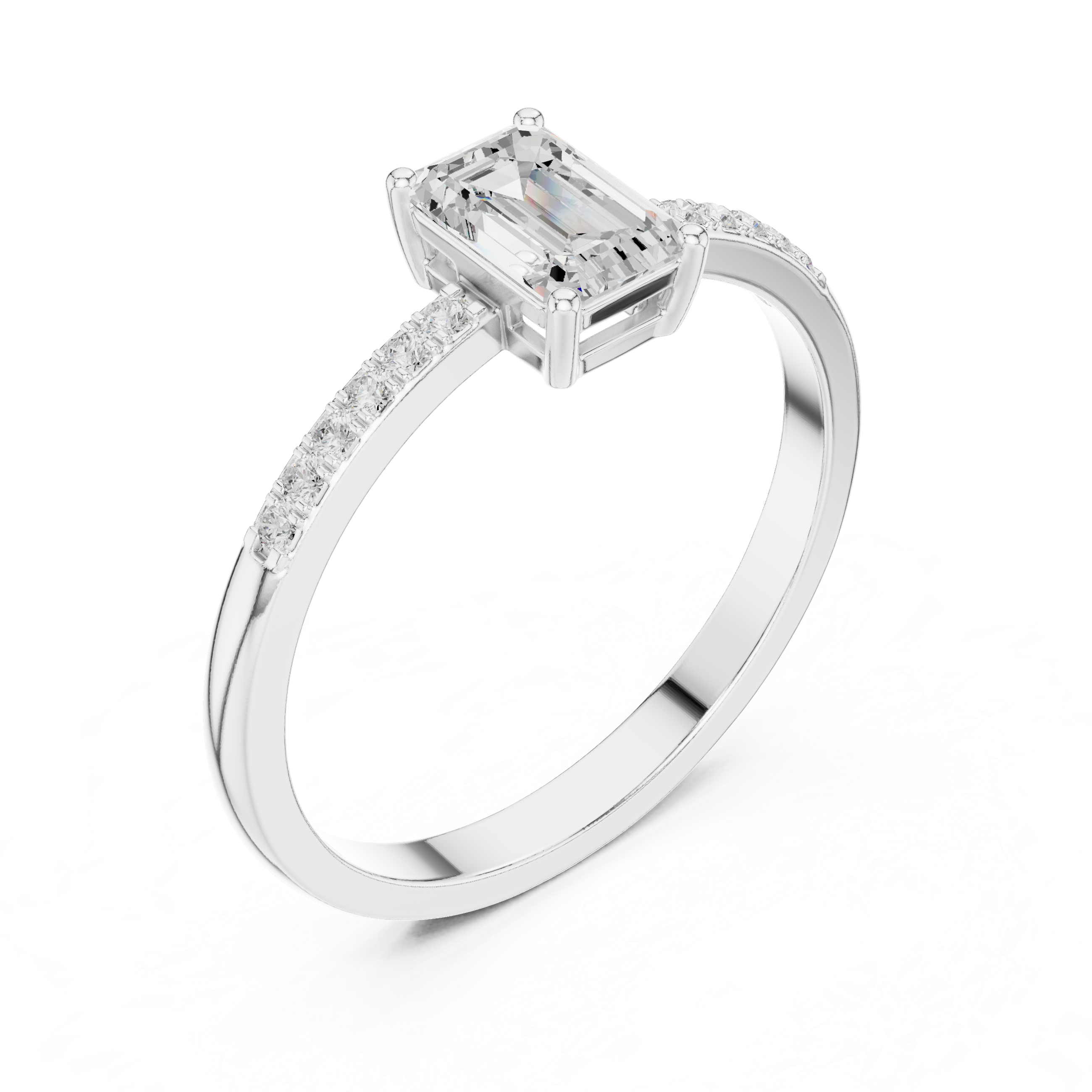 Emerald Cut Pavé Engagement Ring