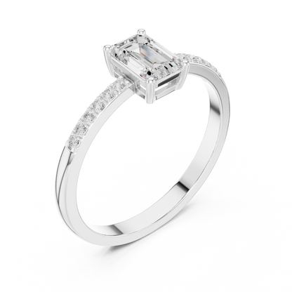 Emerald Cut Pavé Engagement Ring