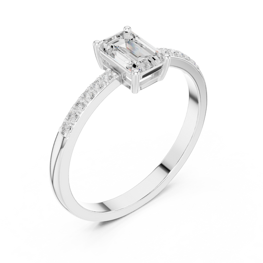 Emerald Cut Pavé Engagement Ring