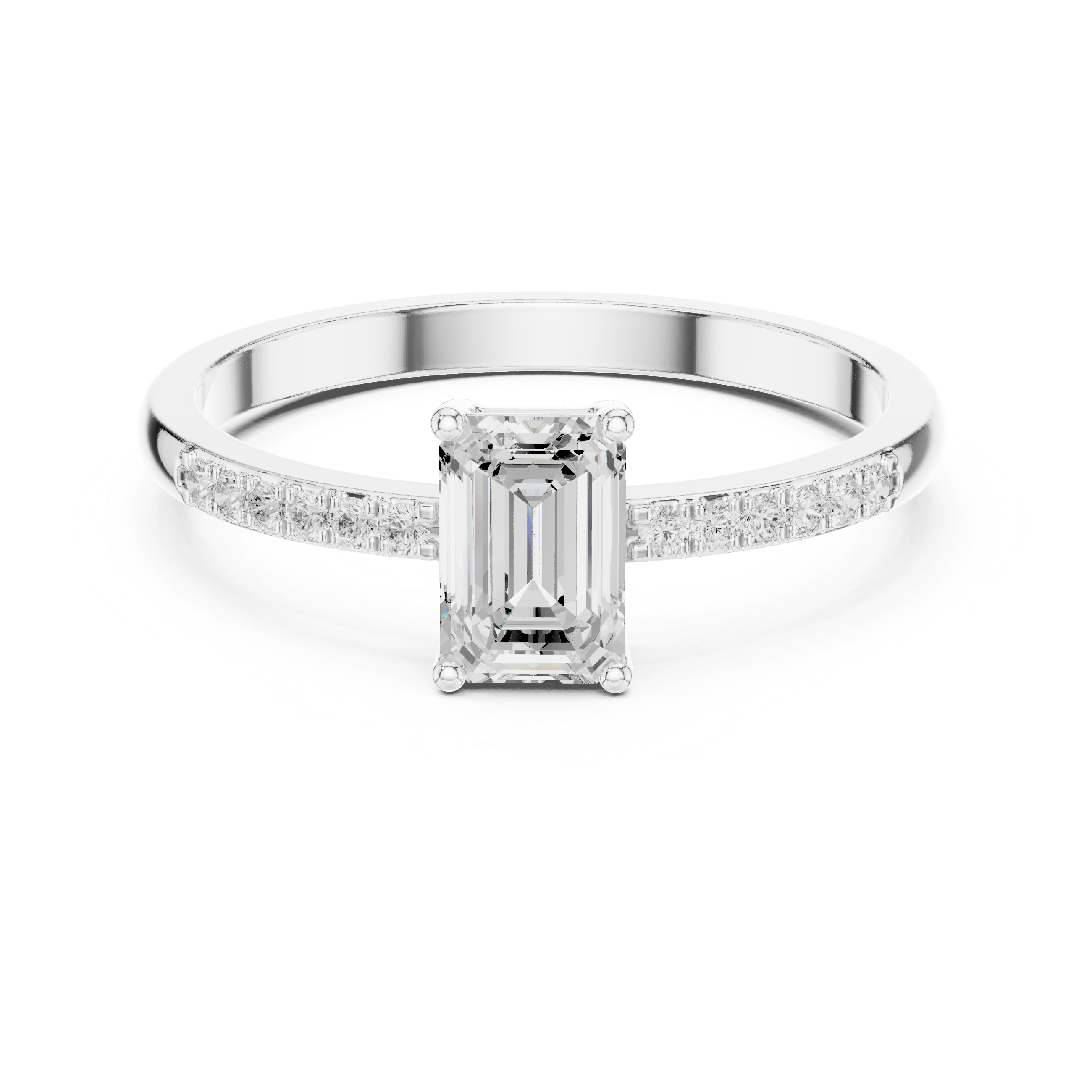 Emerald Cut Pavé Engagement Ring