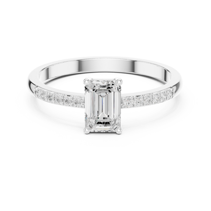 Emerald Cut Pavé Engagement Ring