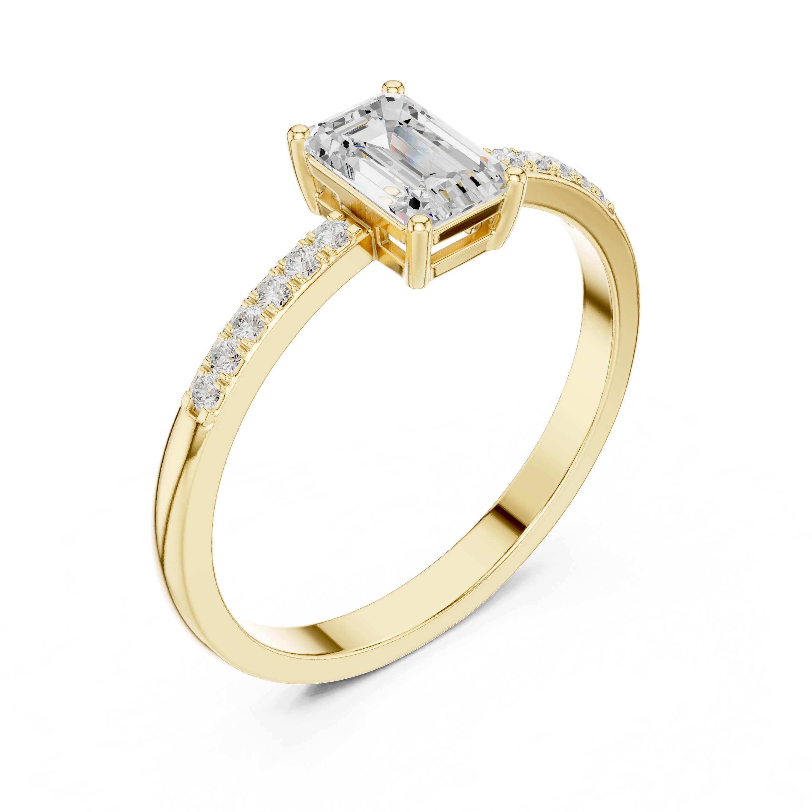 Emerald Cut Pavé Engagement Ring