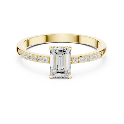Emerald Cut Pavé Engagement Ring