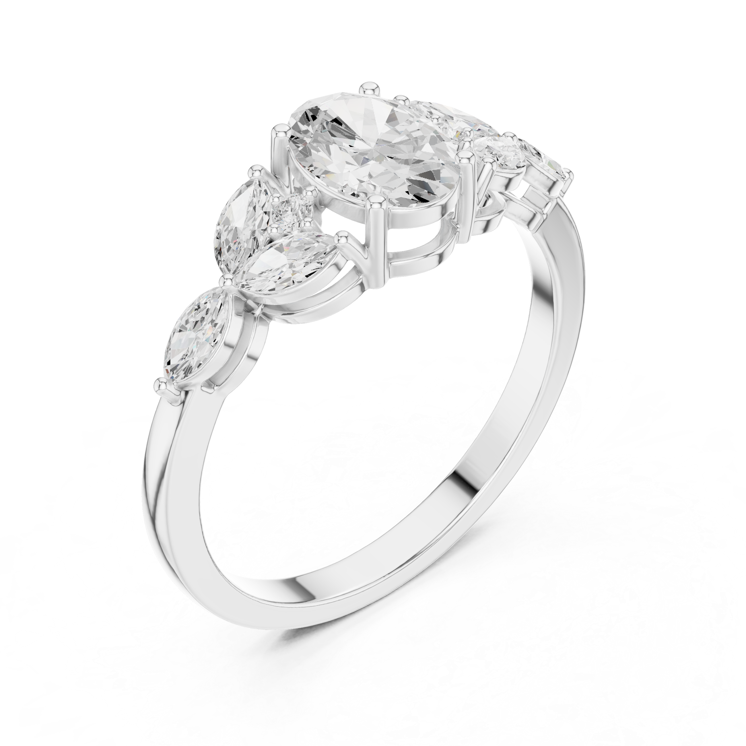 Botanical Oval Diamond Cluster Ring