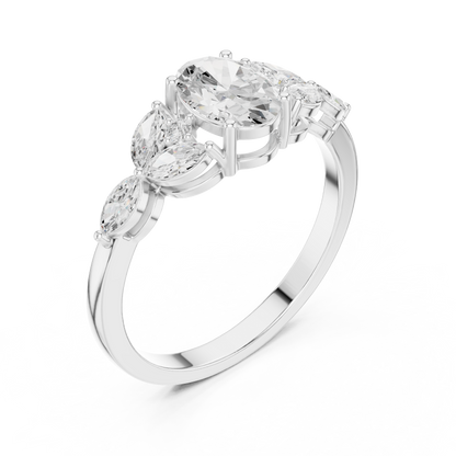 Botanical Oval Diamond Cluster Ring
