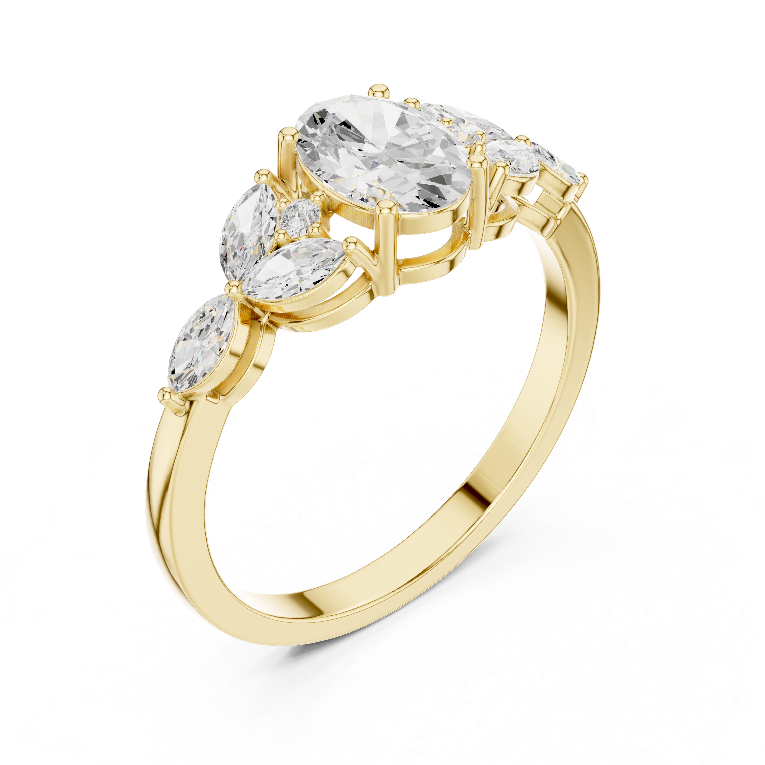 Botanical Oval Diamond Cluster Ring