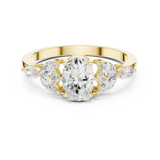 Botanical Oval Diamond Cluster Ring