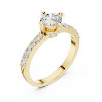 Hidden Crown Solitaire Ring with Pavé Band