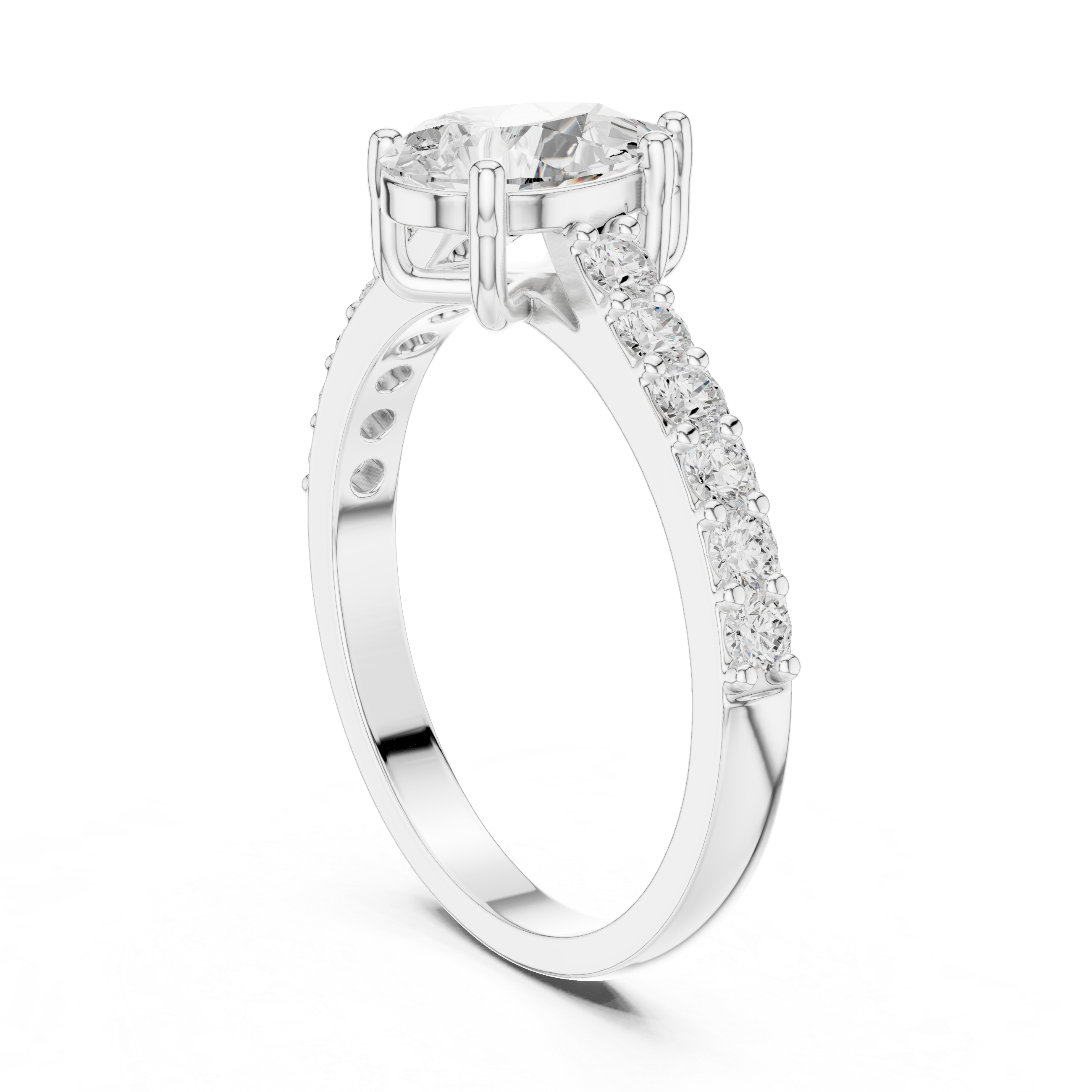 Pear Diamond Ring with Sparkling Accent Band