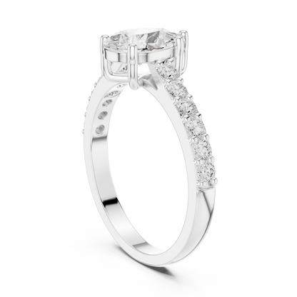 Pear Diamond Ring with Sparkling Accent Band