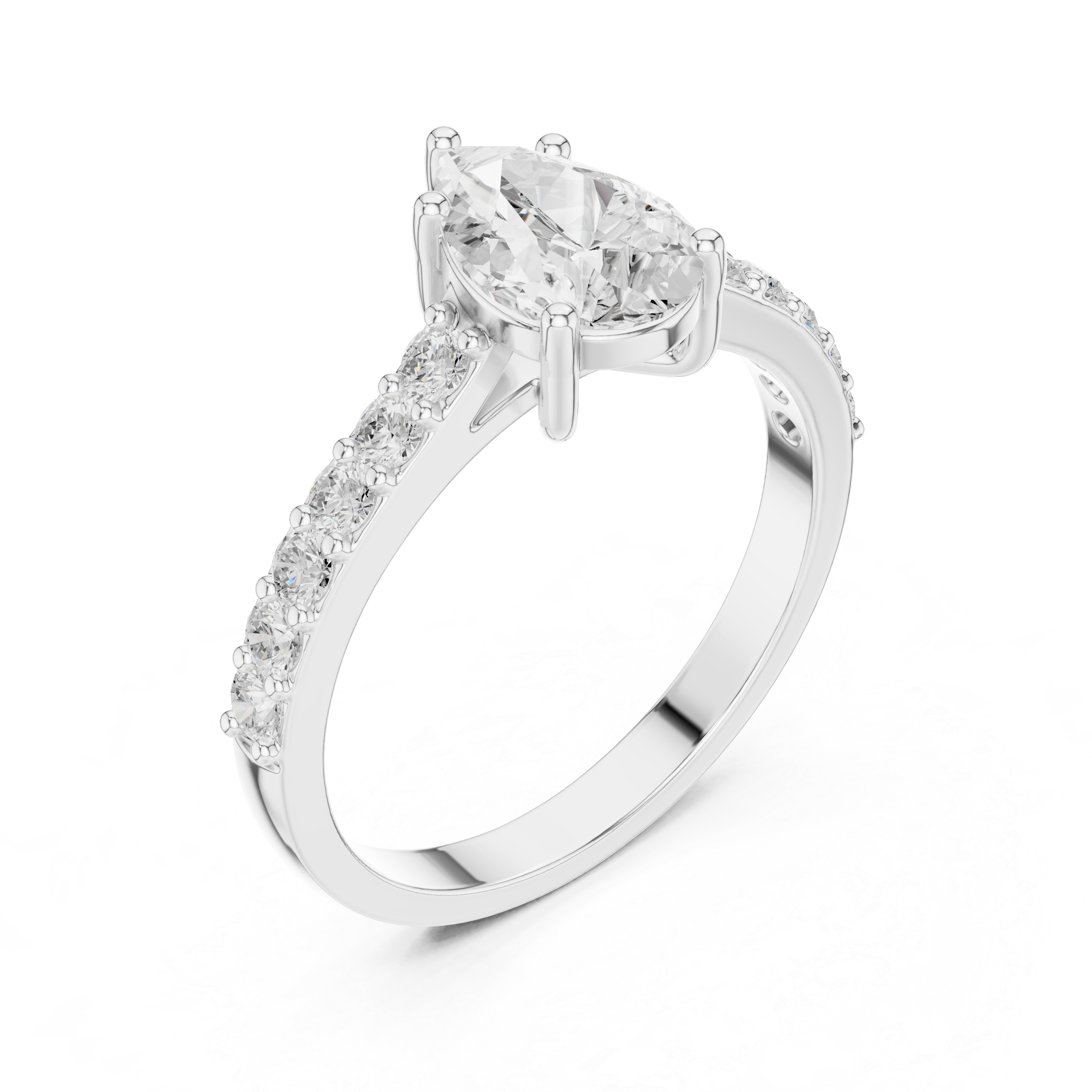 Pear Diamond Ring with Sparkling Accent Band