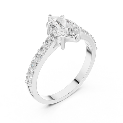Pear Diamond Ring with Sparkling Accent Band