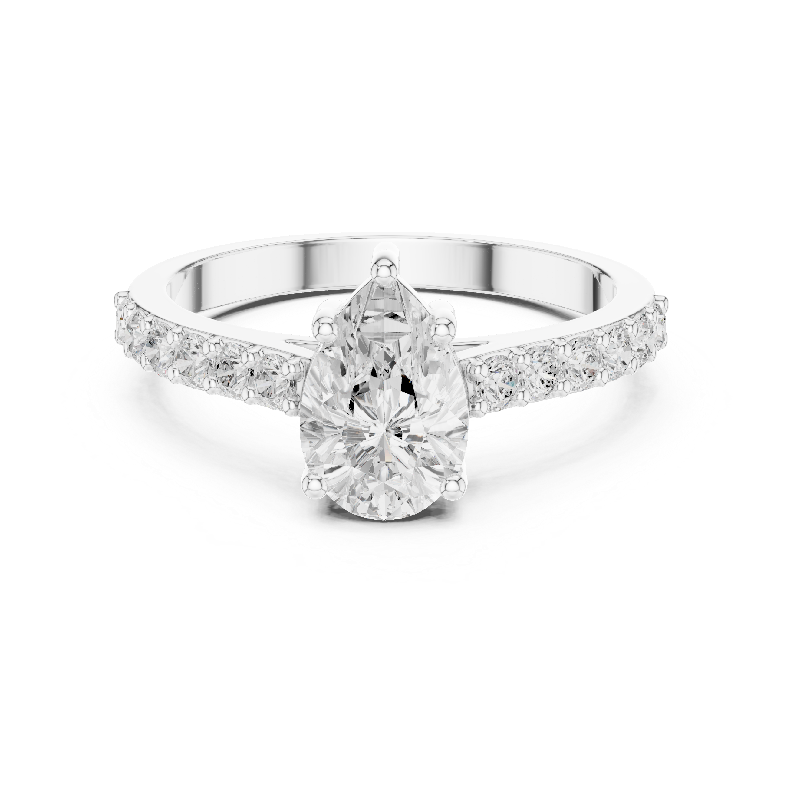 Pear Diamond Ring with Sparkling Accent Band