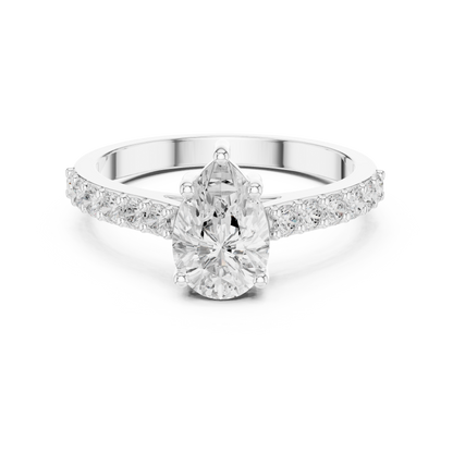 Pear Diamond Ring with Sparkling Accent Band