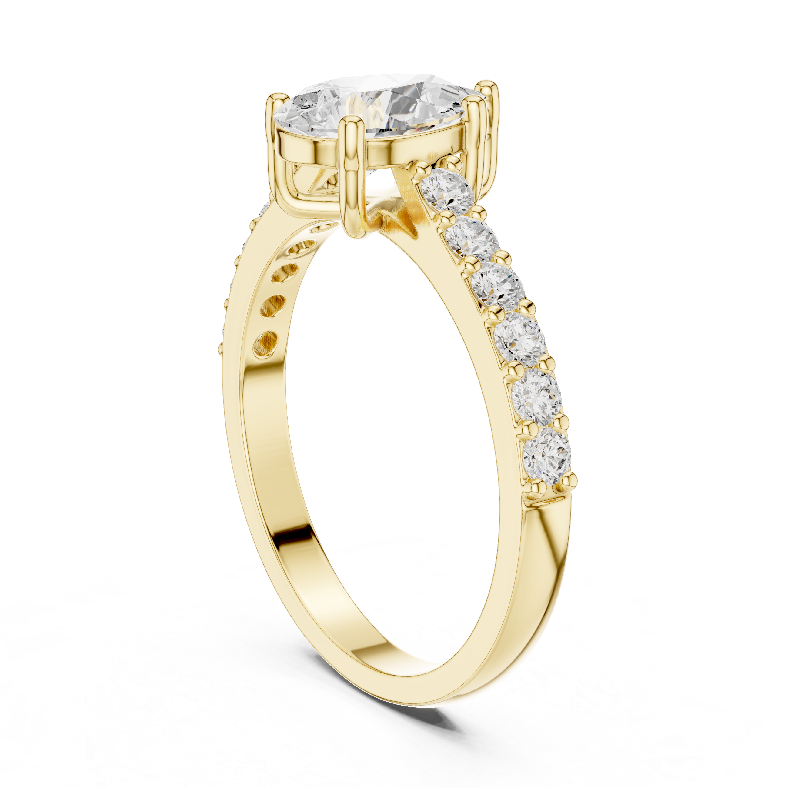 Pear Diamond Ring with Sparkling Accent Band