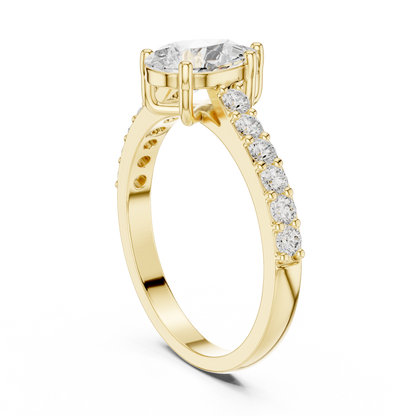 Pear Diamond Ring with Sparkling Accent Band