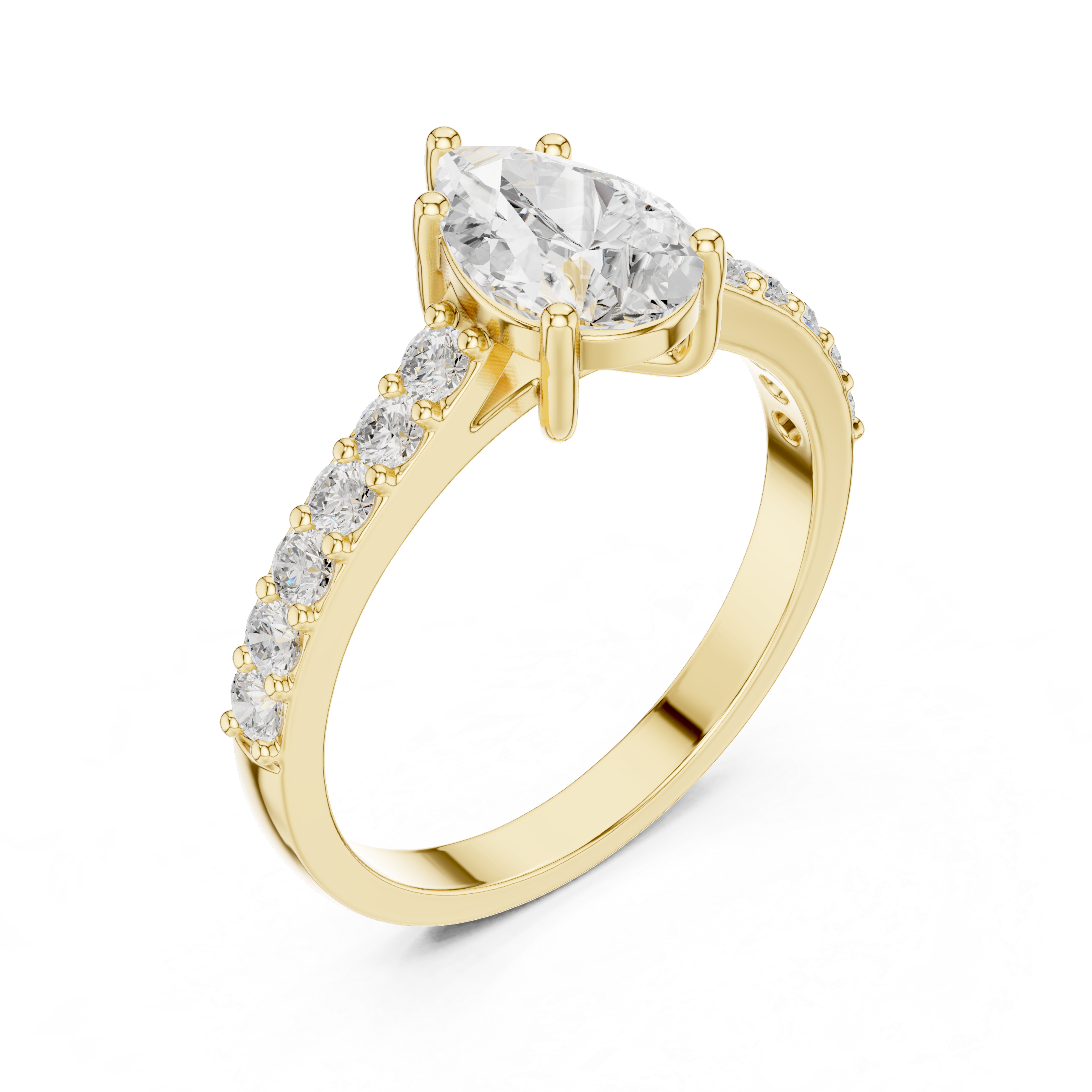 Pear Diamond Ring with Sparkling Accent Band